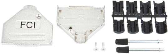 Amphenol Communications Solutions 8655MH Series Die Cast Zinc D Sub Backshell, 25 Way, Strain Relief