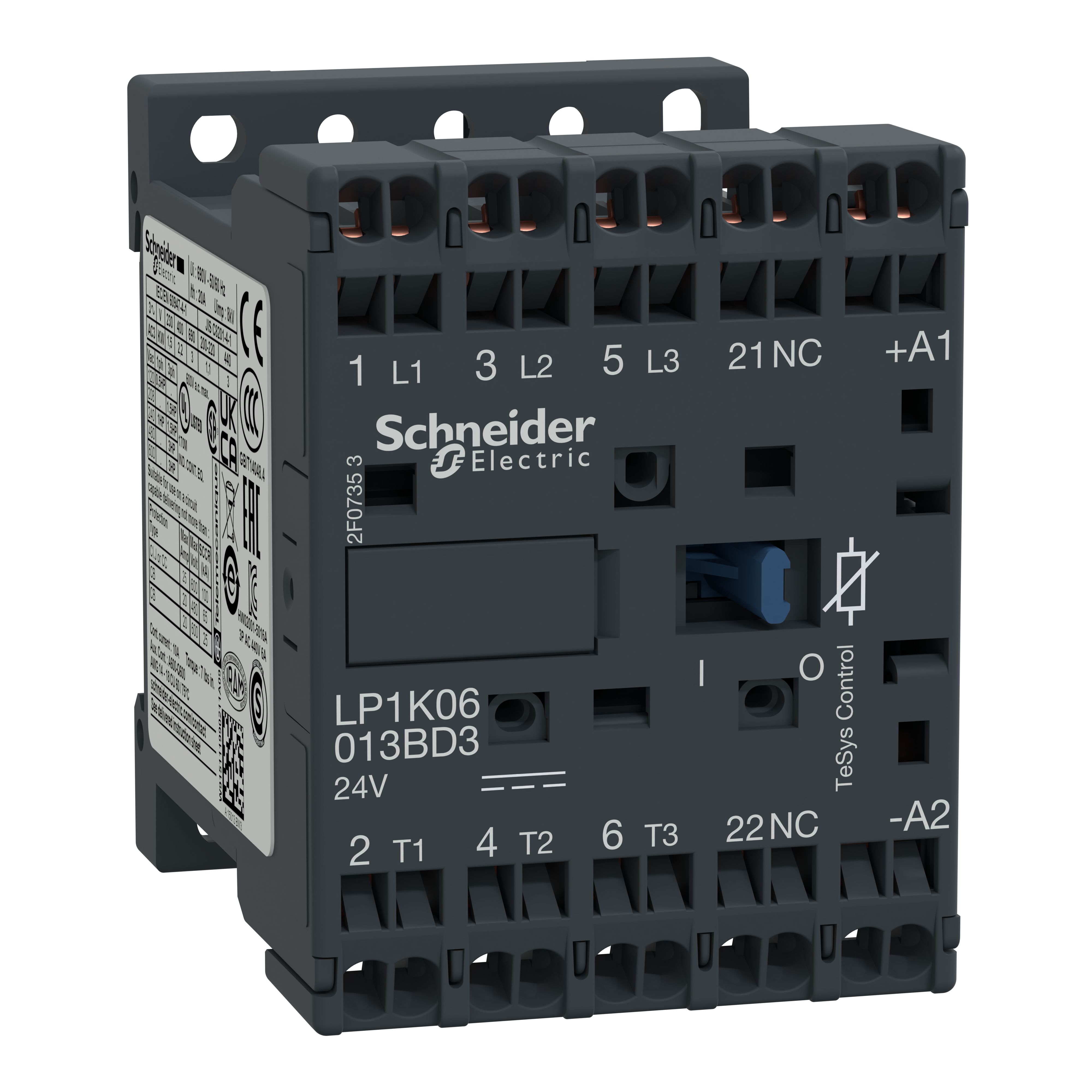 Schneider Electric TeSys K LP1K Contactor, 230 V dc Coil, 3-Pole, 6 A, 3 kW, 3NO, 690 V ac
