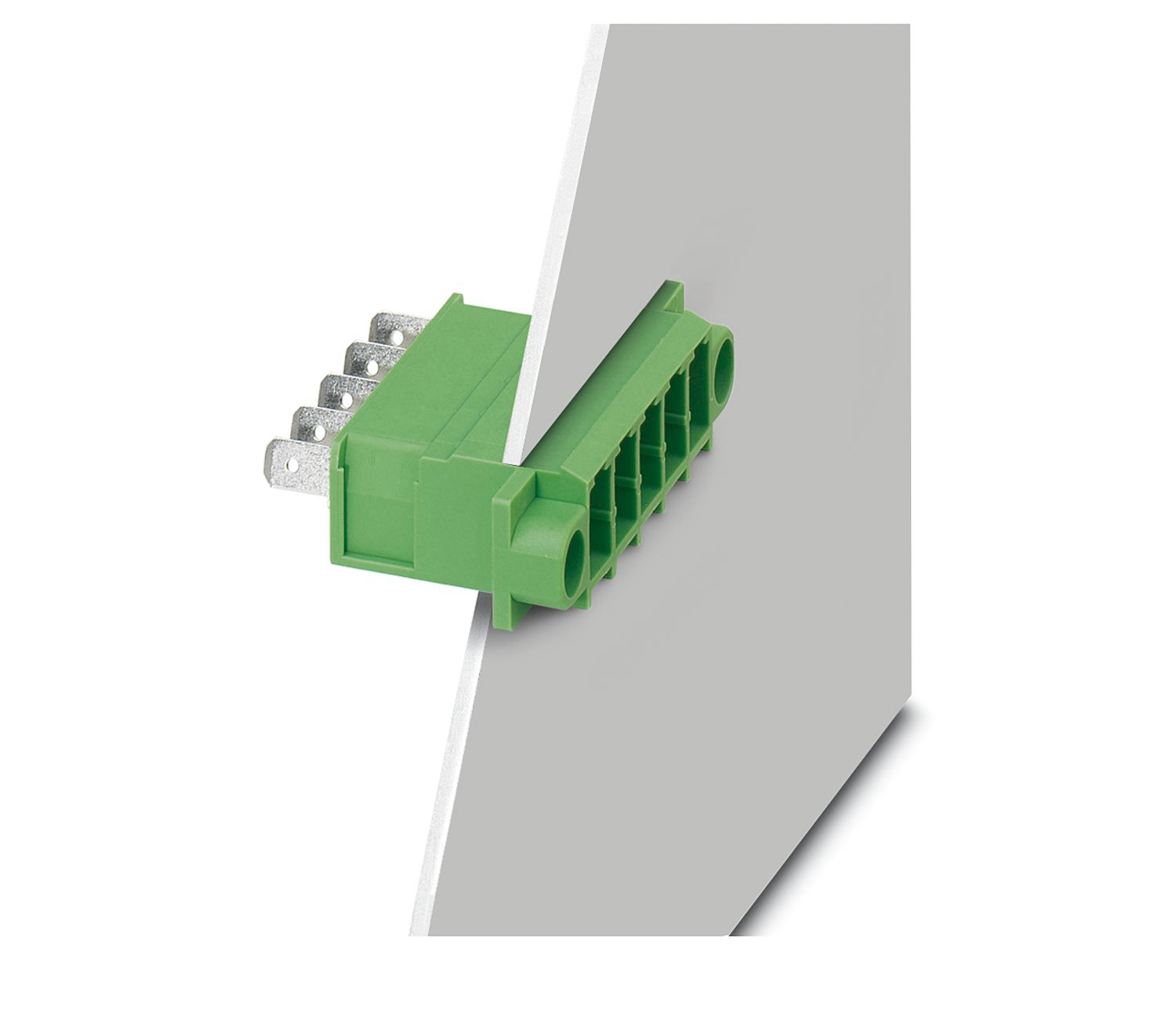 Phoenix Contact, 7.62mm Pitch, DFK-PC 4/4-G-7.62-FS4.8, 4 Way, , Pluggable Terminal Block, Feed Through Header, Panel