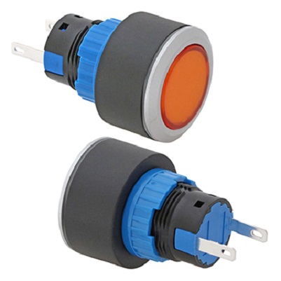 RS PRO Orange Panel Mount Indicator, 12V, 22mm Mounting Hole Size, Pin Terminal Termination, IP65