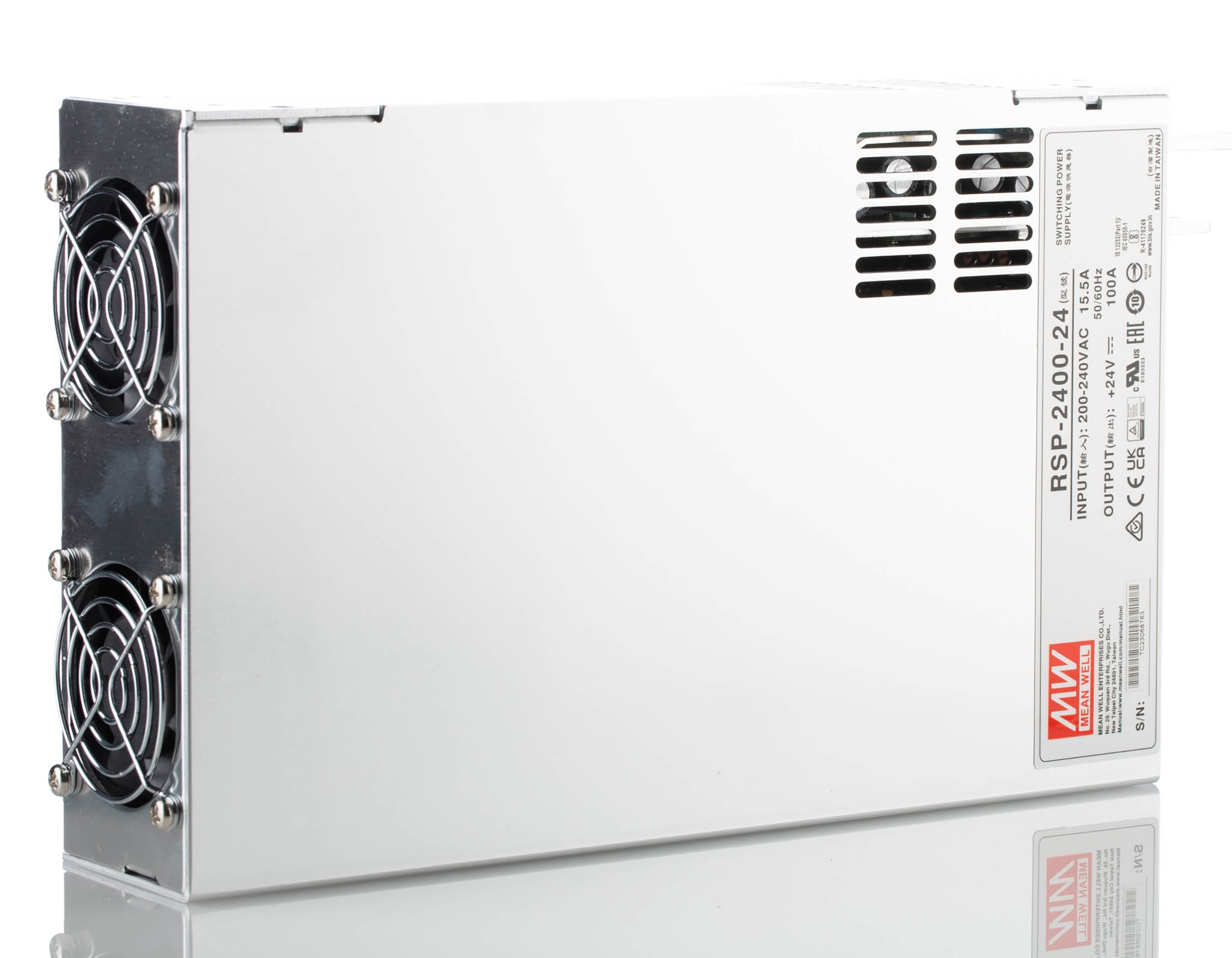 MEAN WELL Switching Power Supply, RSP-2400-24, 24V dc, 100A, 2.4kW, 1 Output, 180 → 264 V ac, 254 → 370 V