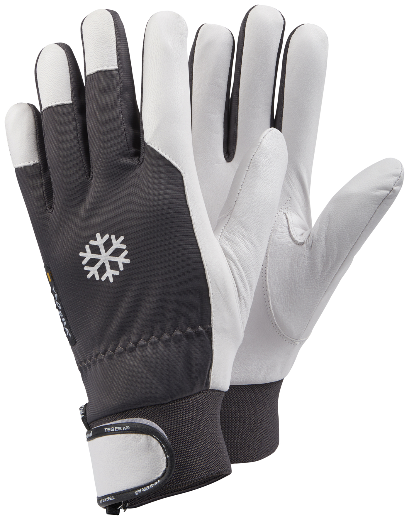 Tegera TEGERA Grey, White Fleece Leather Work Gloves, Size 10