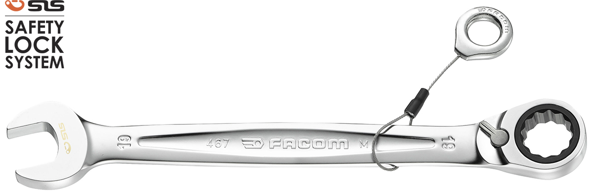 Facom 467 Series Combination Ratchet Spanner, 11mm, Metric, Height Safe, Double Ended, 165 mm Overall