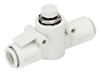 SMC AS Series Tube Speed Controller, 1/4in Tube Inlet Port x 1/4in Tube Outlet Port