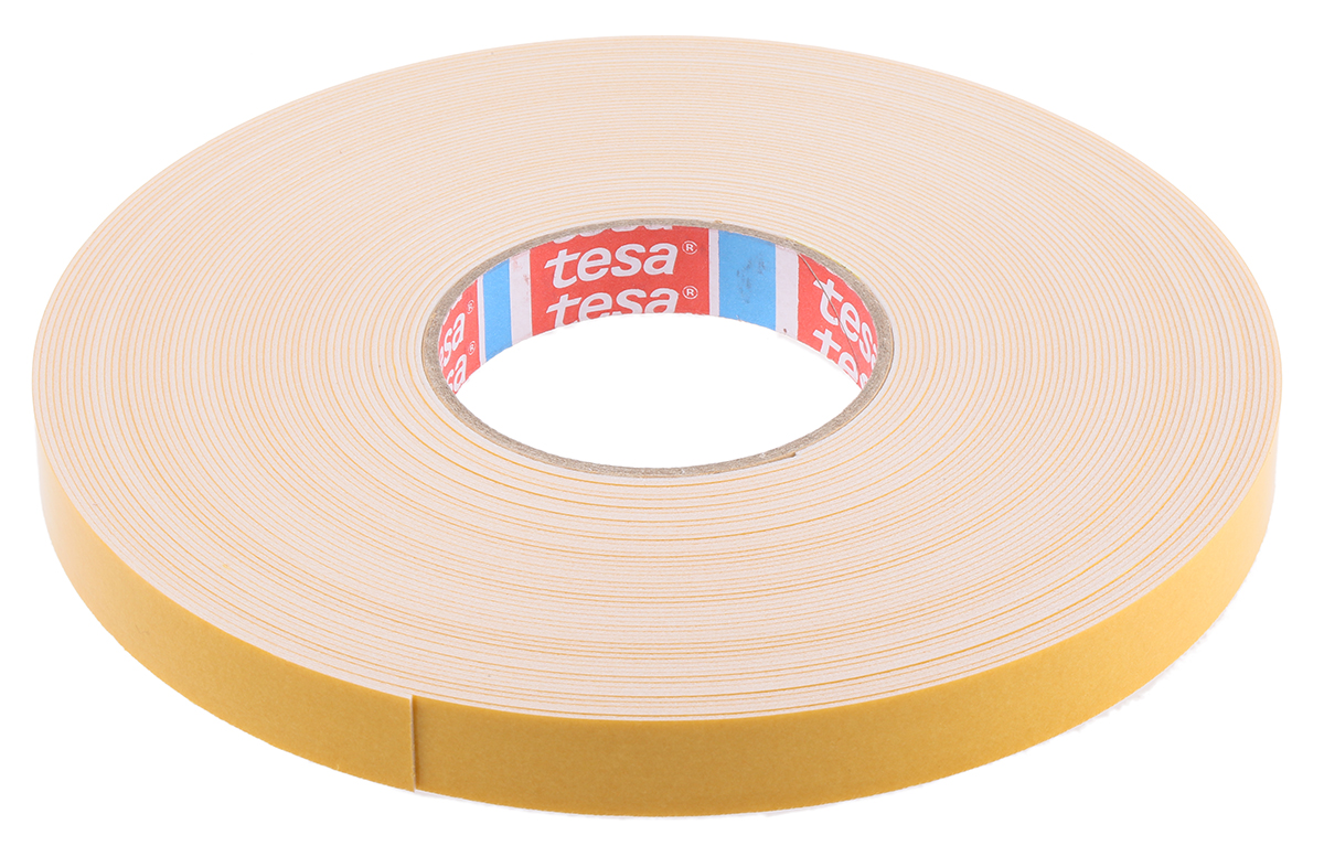 Tesa 4957 White Adhesive Foam Tape, 19.0mm x 25.0m, 1.0mm Thick