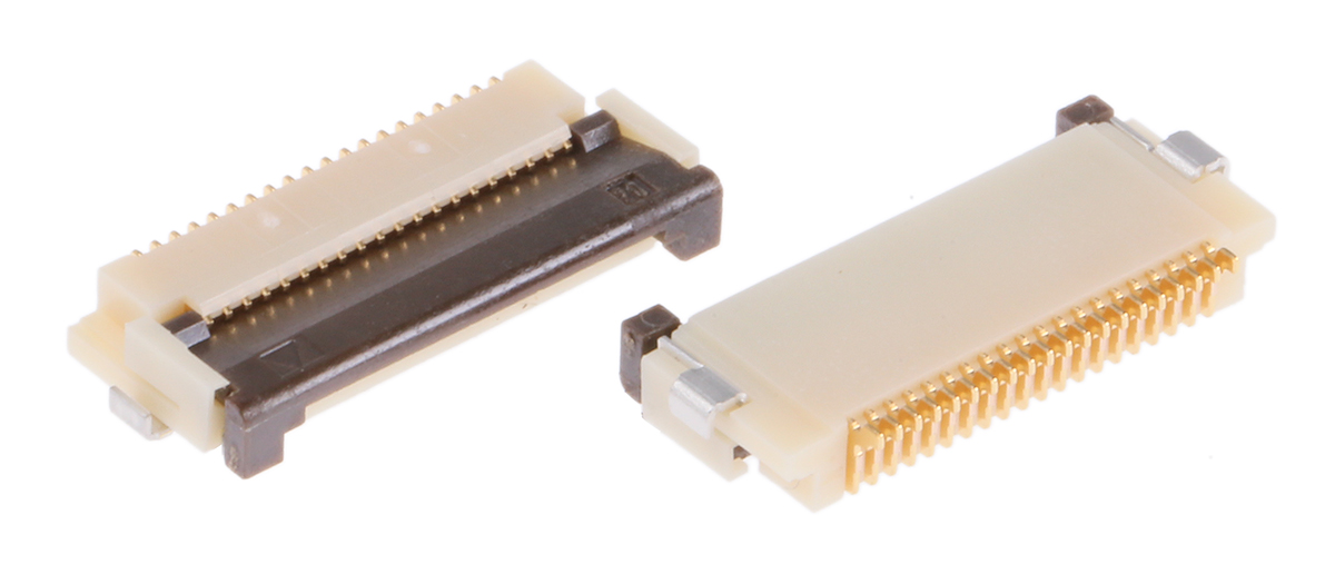 Hirose, FH12 0.5mm Pitch 20 Way Right Angle Female FPC Connector, ZIF Bottom Contact
