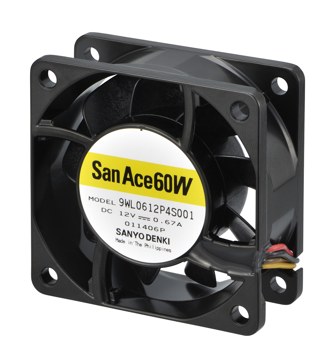 Sanyo Denki 9WL Series Axial Fan, 12 V dc, DC Operation, 65.9m³/h, 4.68W, 390mA Max, IP68, 60 x 60 x 25mm