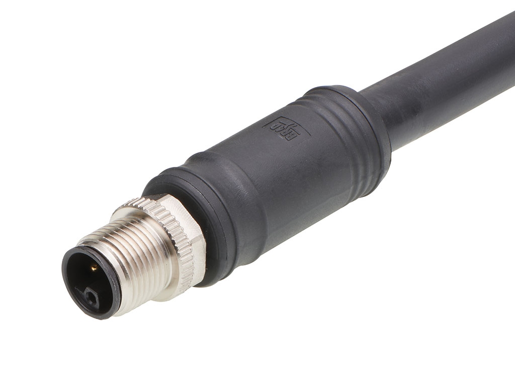 Brad from Molex Cordset, 4 Contacts, Cable, M12 Connector, Plug, Male, IP67, 120500 Series