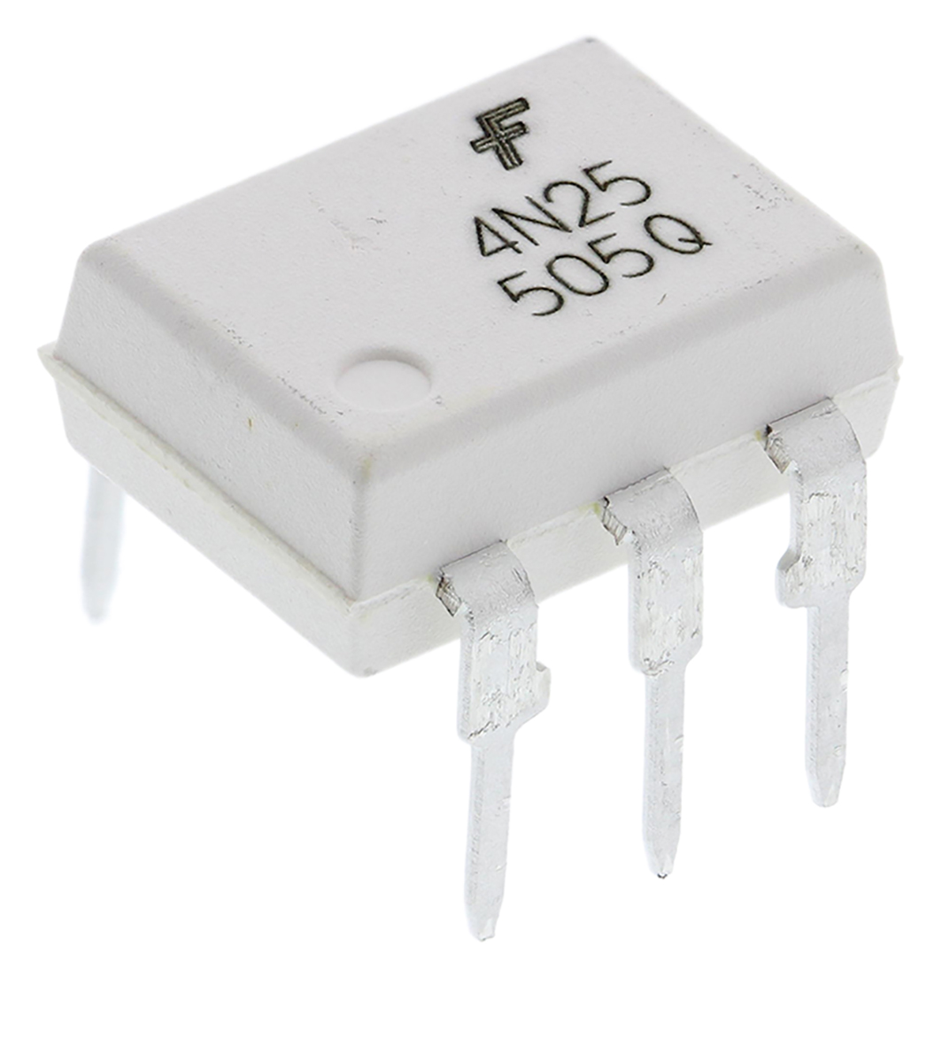 onsemi, 4N25M DC Input Transistor Output Optocoupler, Through Hole, 6-Pin DIP