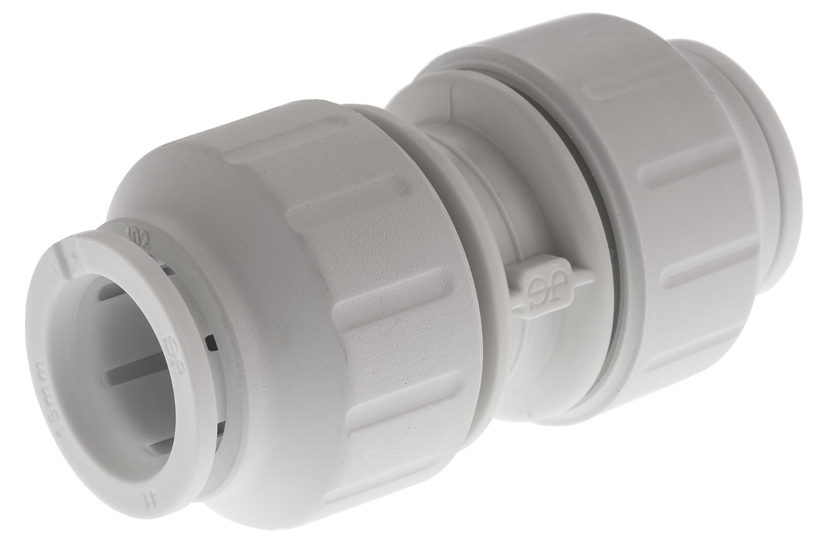 John Guest Plastic Pipe Fitting, Straight Push Fit Coupler, 15mm