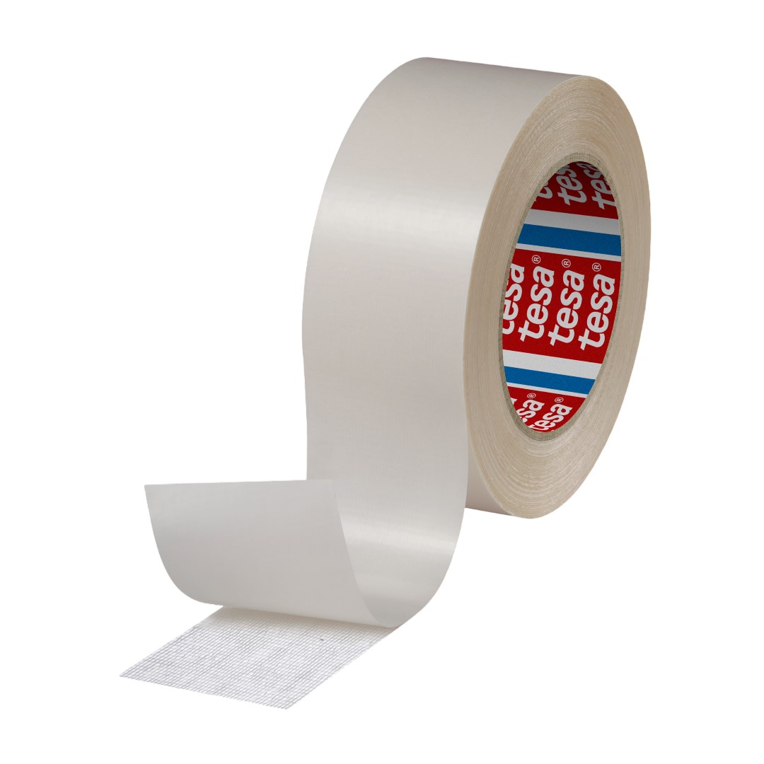 Tesa 51960-00002-00 Translucent Double Sided Plastic Tape, 0.248mm Thick, 6,6 N/cm, Fabric Reinforced PP Backing, 50mm