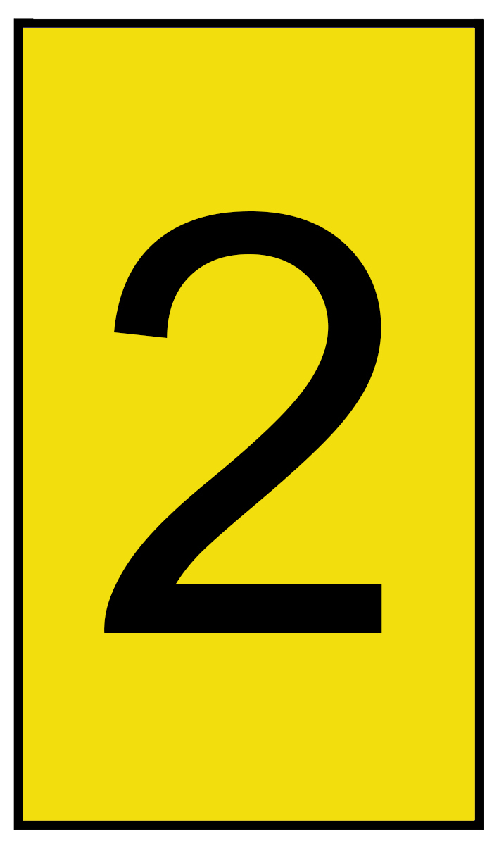 HellermannTyton Ovalgrip Slide On Cable Markers, Black on Yellow, Pre-printed "2", 1.7 → 3.7mm Cable, 901-10135