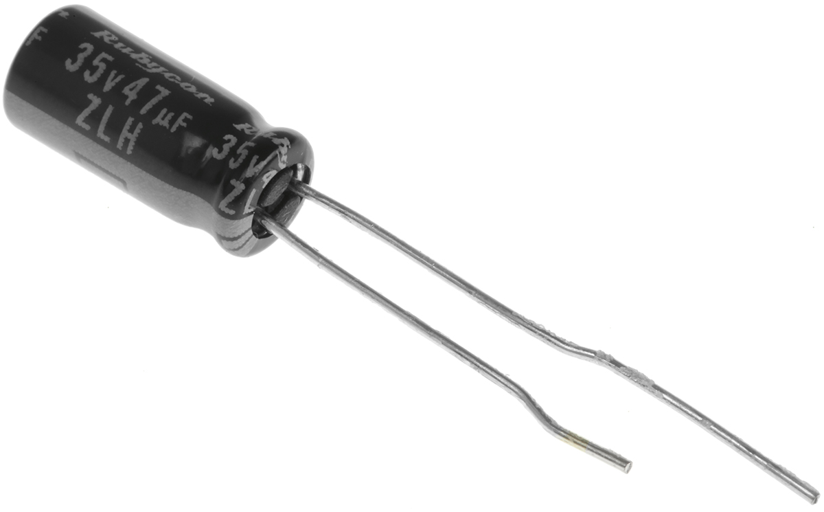 Rubycon 47μF Aluminium Electrolytic Capacitor 35V dc, Radial, Through Hole - 35ZLH47MEFCT5X11