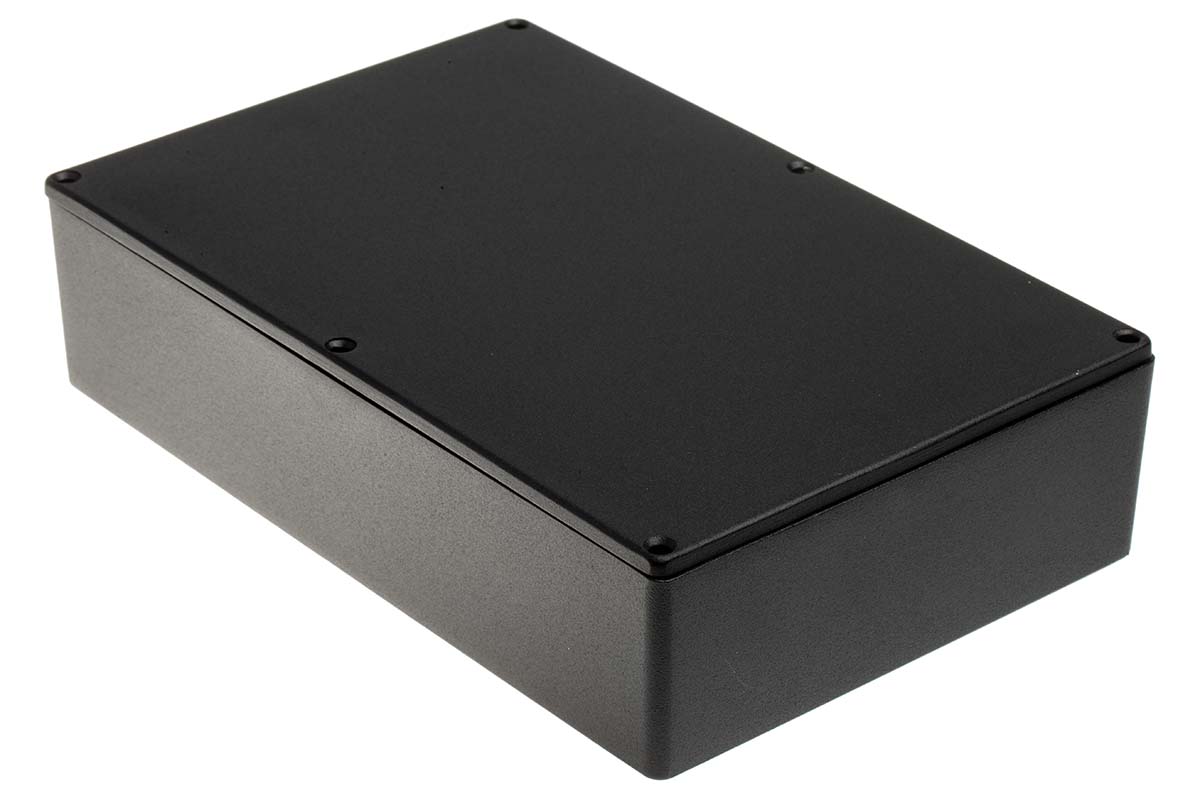 RS PRO Black Die Cast Aluminium Enclosure, Black Lid, 222.1 x 145.9 x 55.9mm