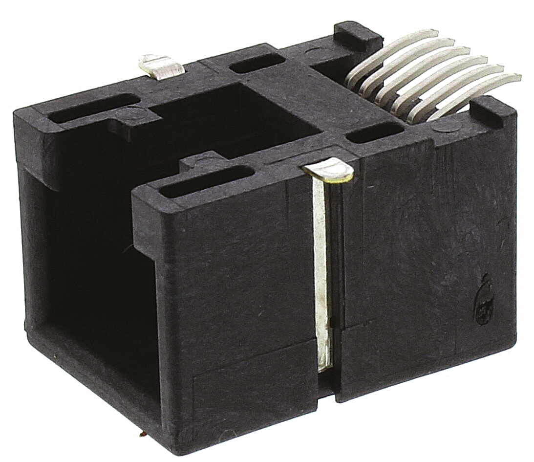 Molex 85502 Series Female RJ12 Connector, Surface Mount, Cat3, UTP Shield Right Angle 6P/6C -Way
