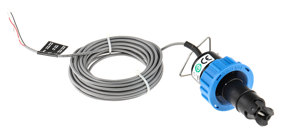 Georg Fischer 2536 Rotor-X Series Paddlewheel Flow Sensor for Liquid, 0.1 m/s Min, 6 m/s Max