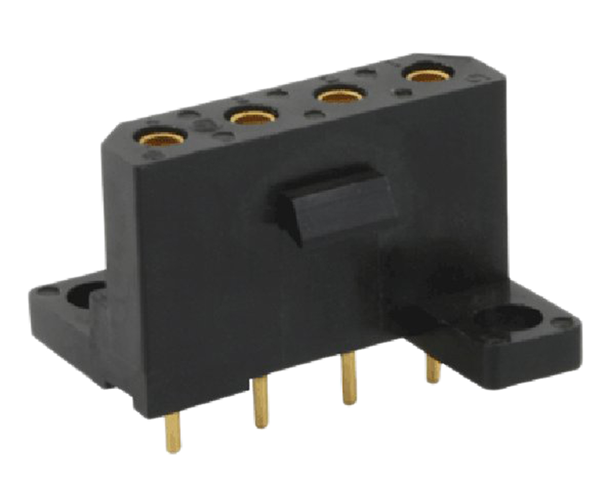 Souriau Sunbank by Eaton SMS Series Straight PCB Mount PCB Socket, 4-Contact, 1-Row, 5.08mm Pitch, Solder Termination