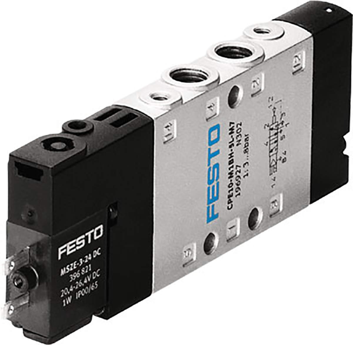 Festo 5/2 Solenoid Pilot Valve - Electrical M7 CPE Series 24V dc, 196927