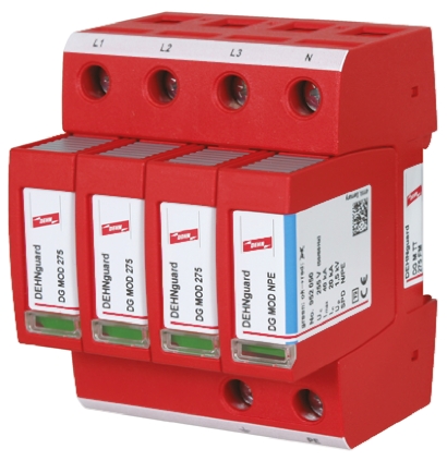 Dehn, DG Modular Surge Protector 275 V ac Maximum Voltage Rating 40kA Maximum Surge Current Type 2 Arrester