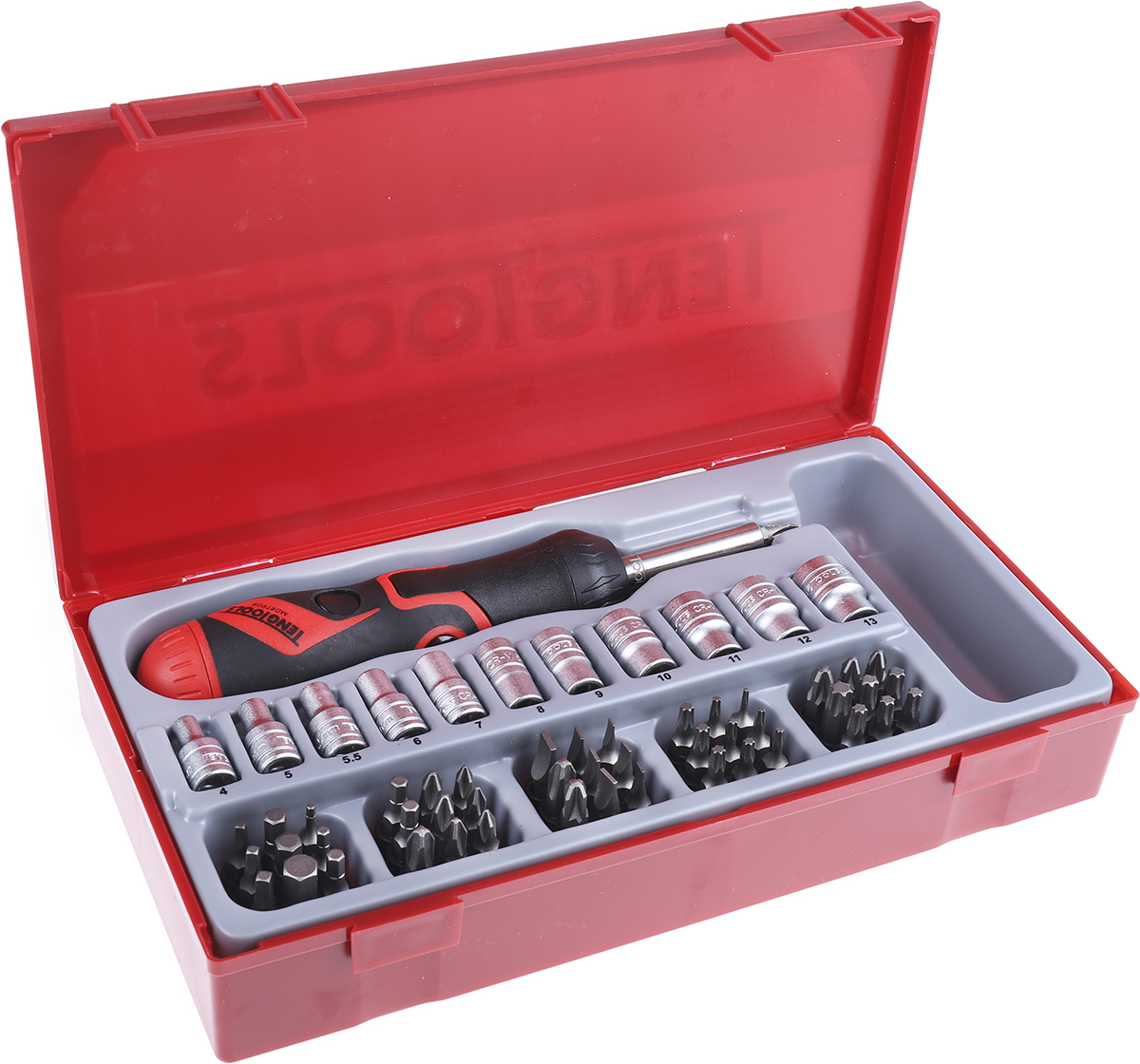 Teng Tools Bits driver set 64 Pieces, Hexagon, Phillips, Slotted, Torx