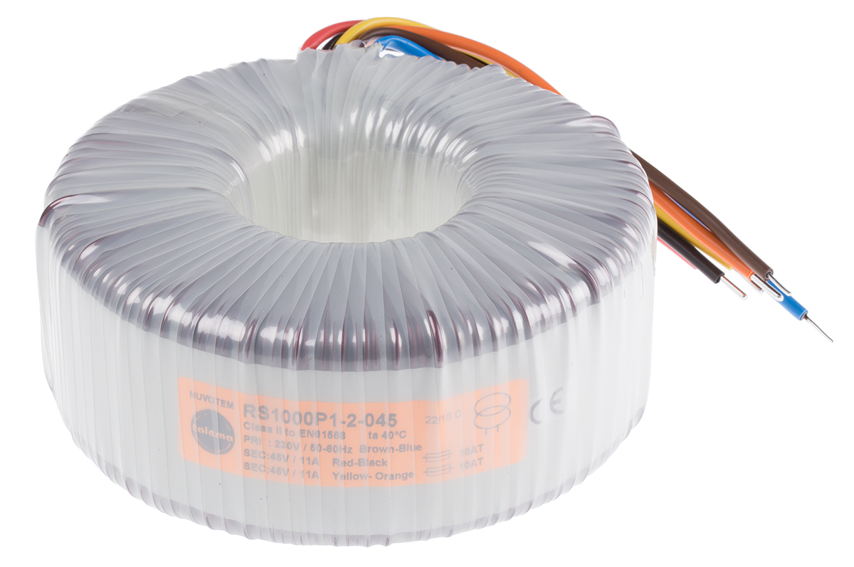 Nuvotem Talema 230V ac, 2 x 45V ac Toroidal Transformer, 1000VA 2 Output