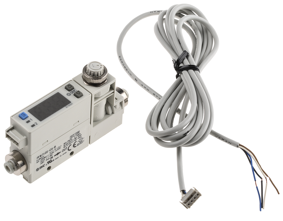SMC PFM Series Integrated Display Flow Switch for Dry Air, Gas, 0.2 L/min Min, 10 L/min Max