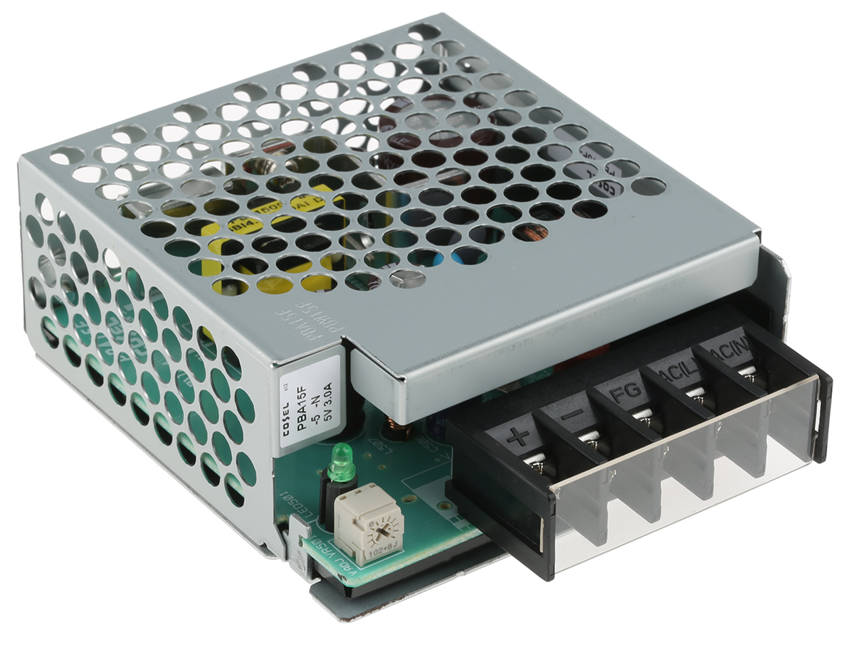 Cosel Switching Power Supply, PBA15F-5-N, 5V dc, 3A, 15W, 1 Output, 110 → 370 V dc, 85 → 264 V ac Input