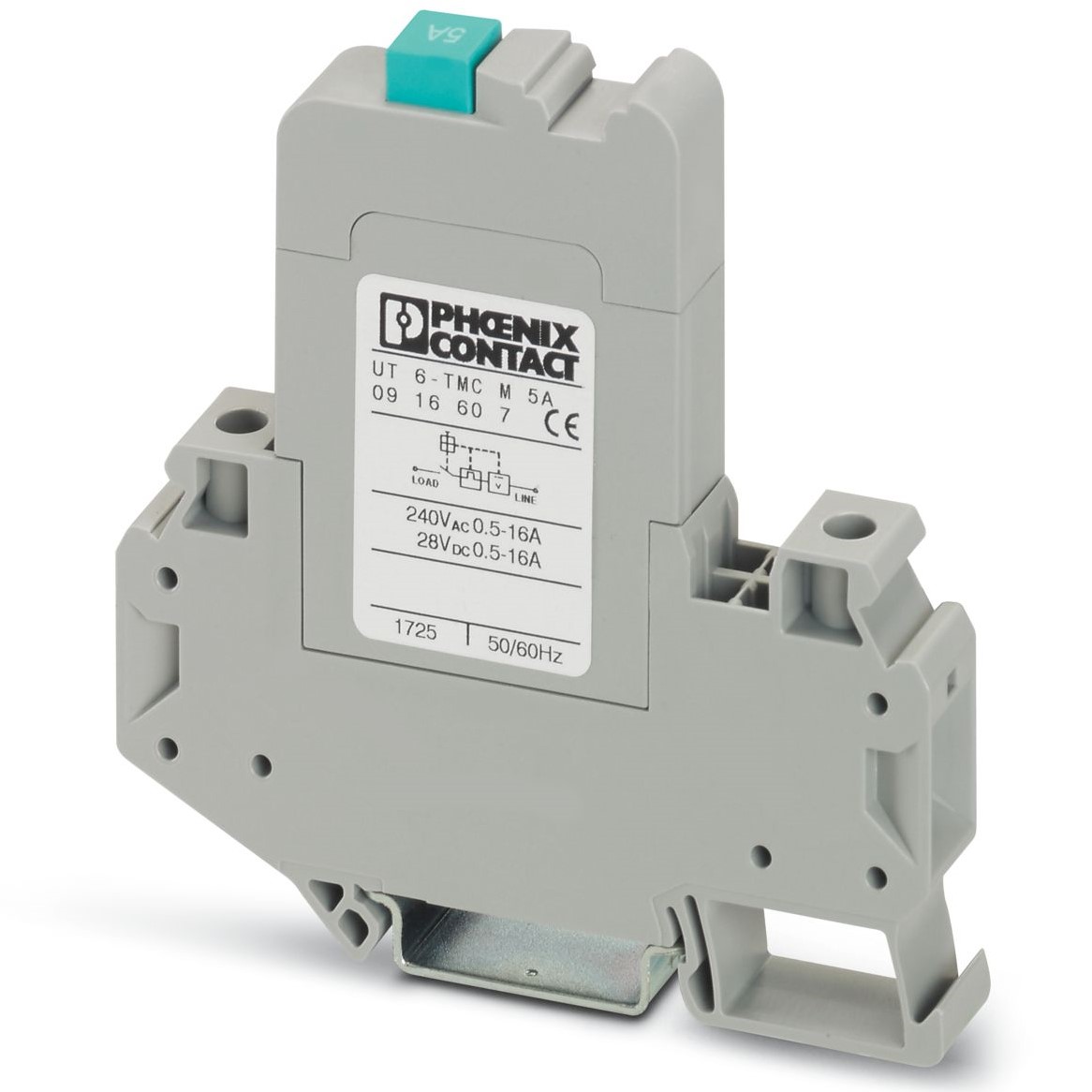 Phoenix Contact CLIPLINE Thermal Circuit Breaker - UT 6-TMC  Single Pole 250V Voltage Rating DIN Rail Mount, 5A Current