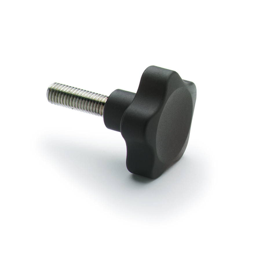 Elesa 166491 Black Glass Fibre Reinforced Polyamide Knob, M10 x 20, Threaded Stud