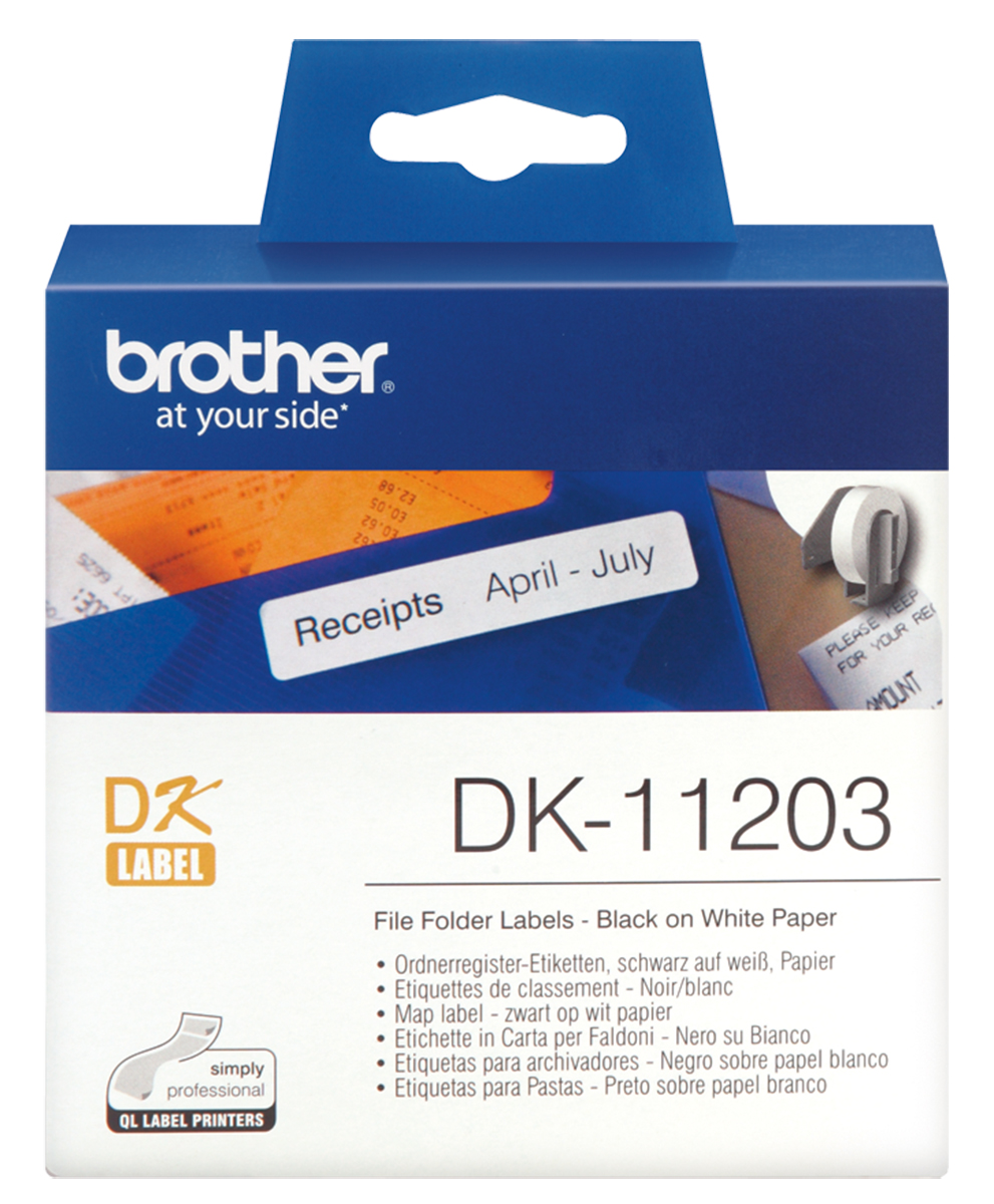 Brother White Black Print Label Roll, 87mm Width, 17mm Height, 300Per Roll Qty