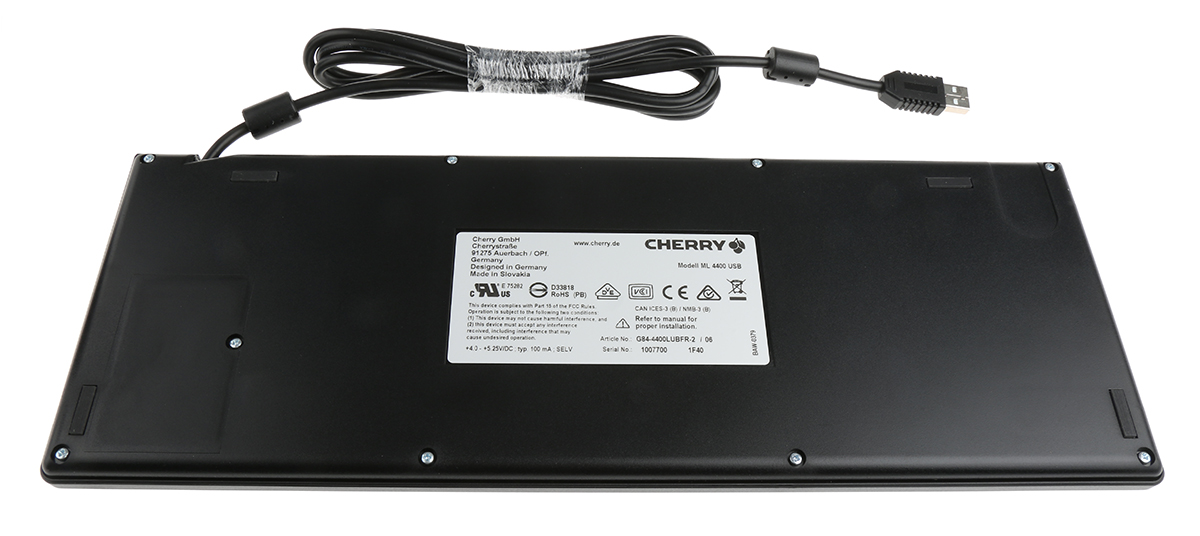 CHERRY Wired USB Compact Trackball Keyboard, AZERTY, Black