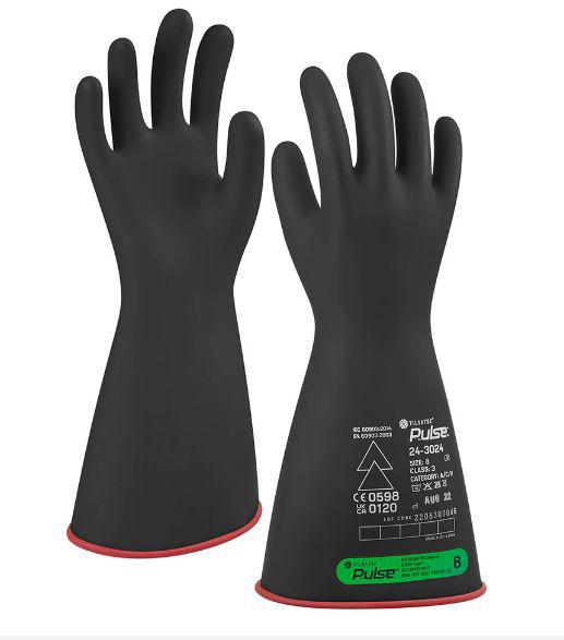 Tilsatec 24-3024 Black, Red Natural Rubber Latex Work Gloves, Size 9, Latex, Natural Rubber Coating