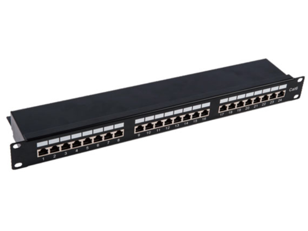 RS PRO Cat5e 24 Port RJ Patch Panel STP 1U Black