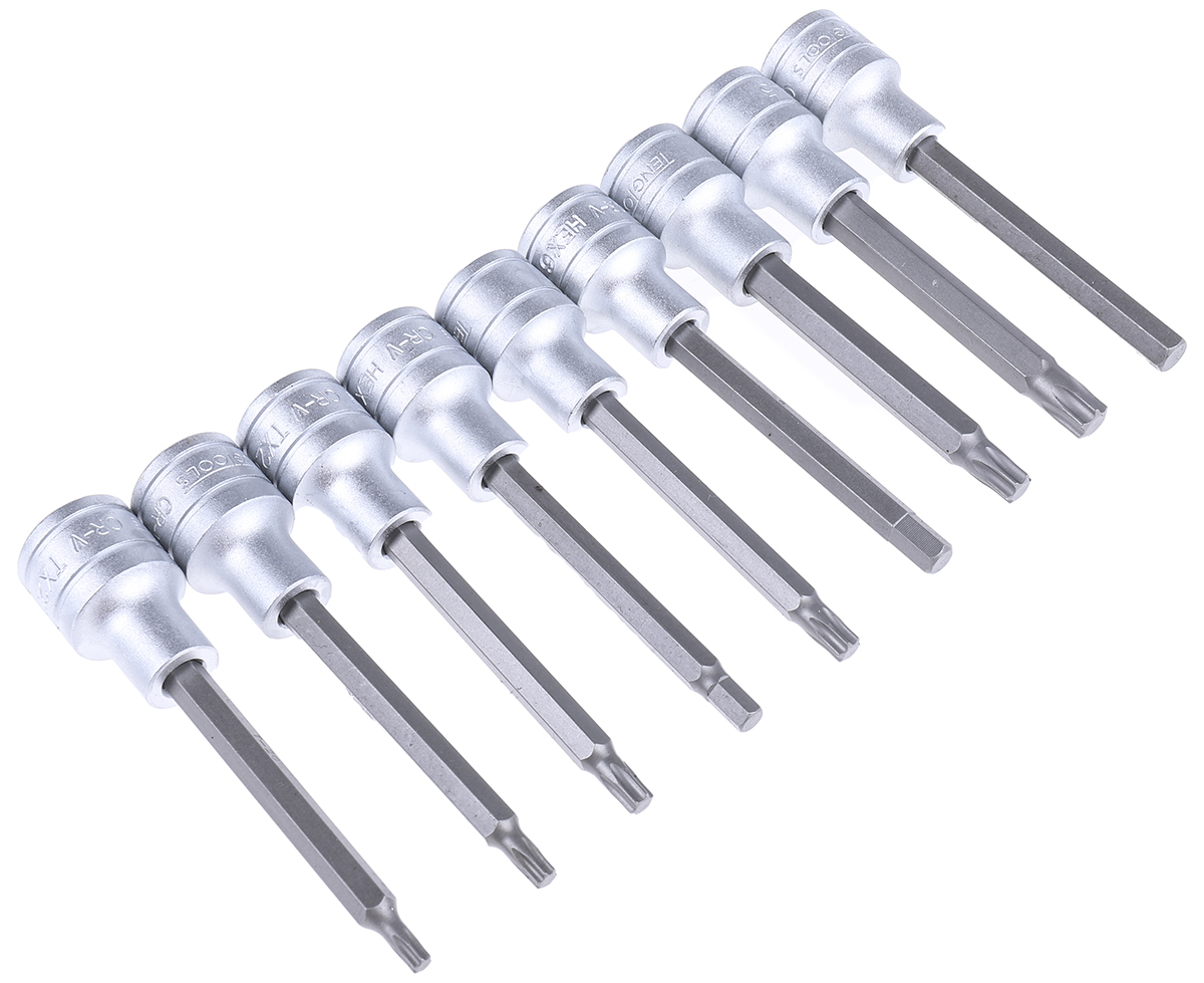Teng Tools 15-Piece Metric 1/2 in Bit Socket Set , Hex Bit; Torx Bit