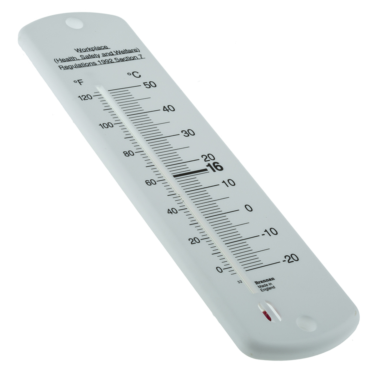 Brannan Wall Mount Glass Thermometer, +50 °C max