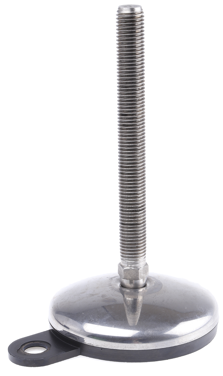 Nu-Tech Engineering M16 100mm Dia. Stainless Steel Adjustable Foot, 1000kg Static Load Capacity 3.5° Tilt Angle