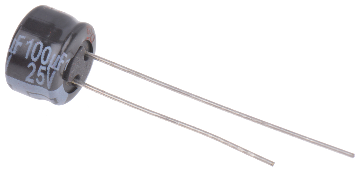 Panasonic 100μF Aluminium Electrolytic Capacitor 25V dc, Radial, Through Hole - ECEA1EKS101