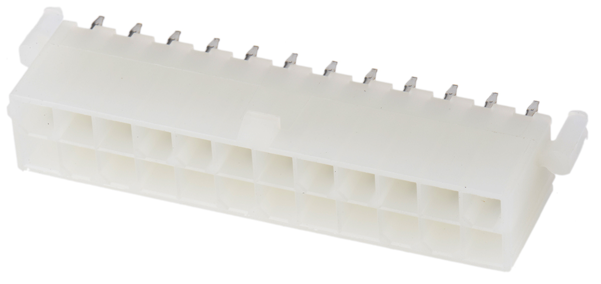 Molex Mini-Fit Jr Series Straight Through Hole PCB Header, 24 Contact(s), 4.2 mm Pitch, 2 Row, Shrouded