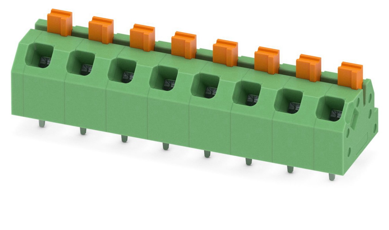Phoenix Contact SPTAF 1/ 8-5.0-EL Series PCB Terminal Block, 8-Contact, 5mm Pitch, Through Hole Mount, 1-Row