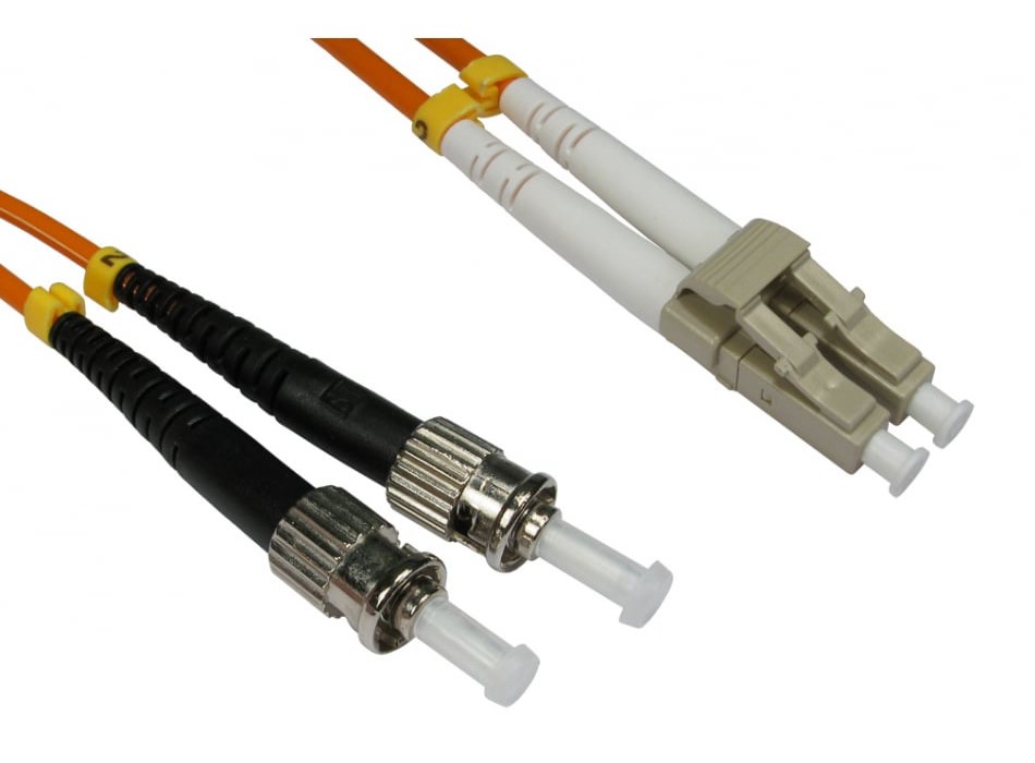 RS PRO LC to ST Duplex Multi Mode OM2 Fibre Optic Cable, 3mm, Orange, 20m