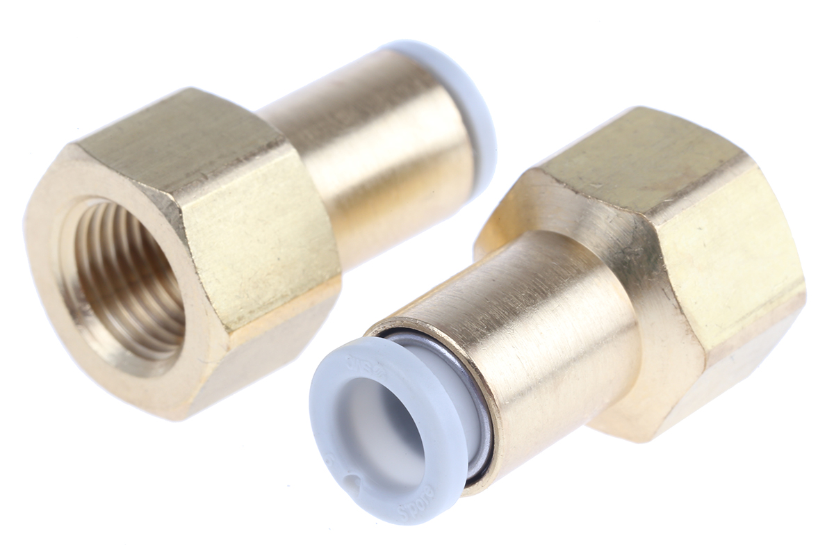 SMC KQ2 Series Straight Threaded Adaptor, Rc 1/8 Female to Push In 6 mm, Threaded-to-Tube Connection Style