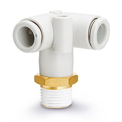 SMC KQ Series Union Y, Push In 4 mm to M5 x 0.8 Male, Threaded-to-Tube Connection Style, KQ2D04-M5A