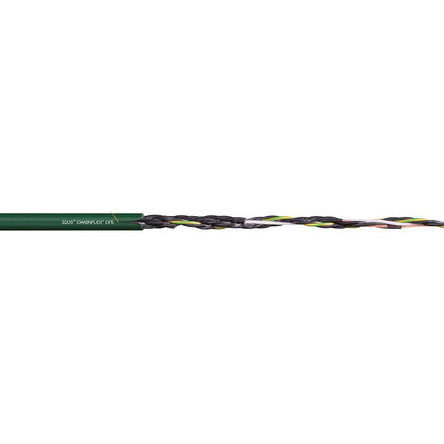 Igus chainflex CF5 Control Cable, 4 Cores, 1.5 mm² 15 AWG, Unscreened, 25 m, Green Polyvinyl Chloride Sheath