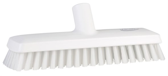 Vikan Medium Bristle White Deck Brush, 32mm bristle length, Polyester, Polypropylene, Stainless Steel bristle material