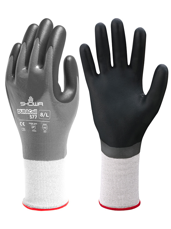Showa 577 Grey High Performance Polyethylene, Polyester Work Gloves, Size 8, Nitrile Foam Coating