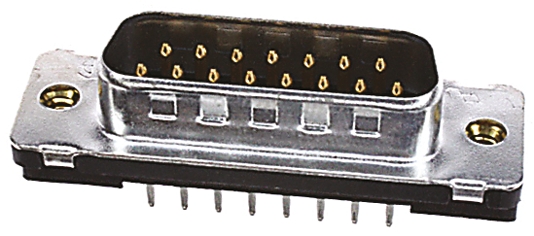 TE Connectivity Amplimite HD-20 15 Way Through Hole D-sub Connector Plug, 2.78mm Pitch, with 4-40 UNC, Threaded Insert