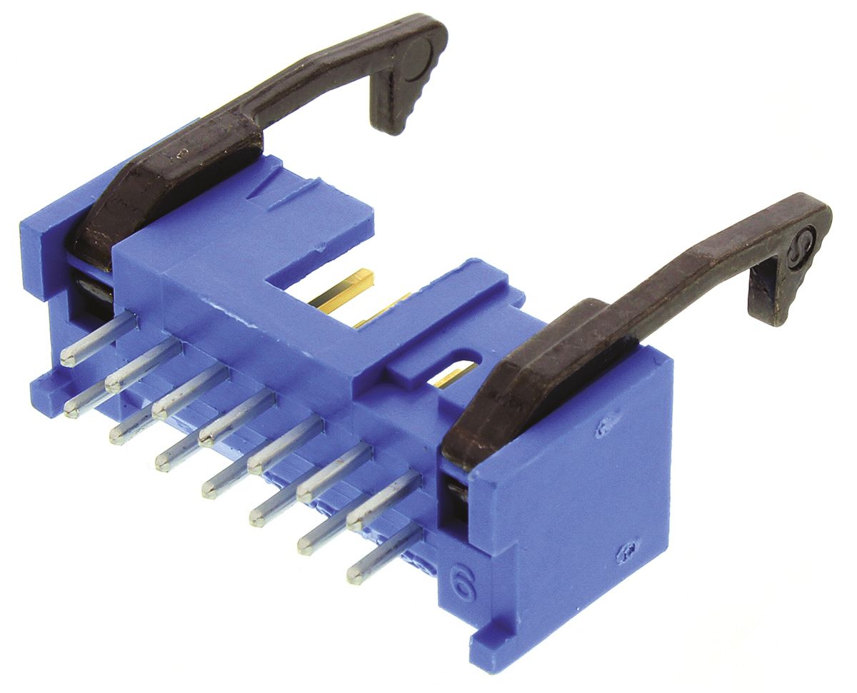 TE Connectivity AMP-LATCH Series Straight Through Hole PCB Header, 14 Contact(s), 2.54 mm Pitch, 2 Row, Shrouded