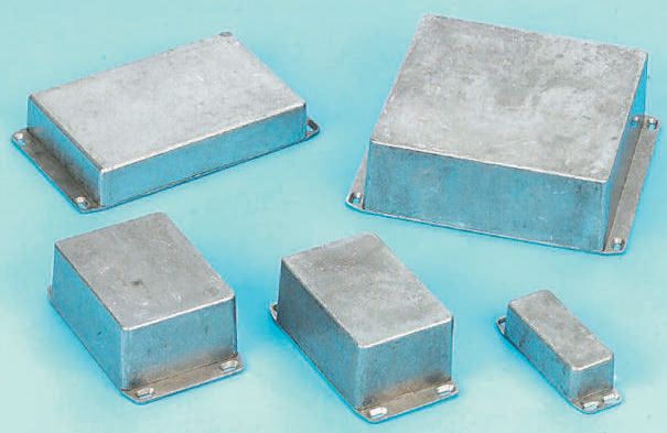 Hammond 1590 Series Natural Die Cast Aluminium Enclosure, IP54, Flanged, Natural Lid, 119.5 x 119.5 x 55mm