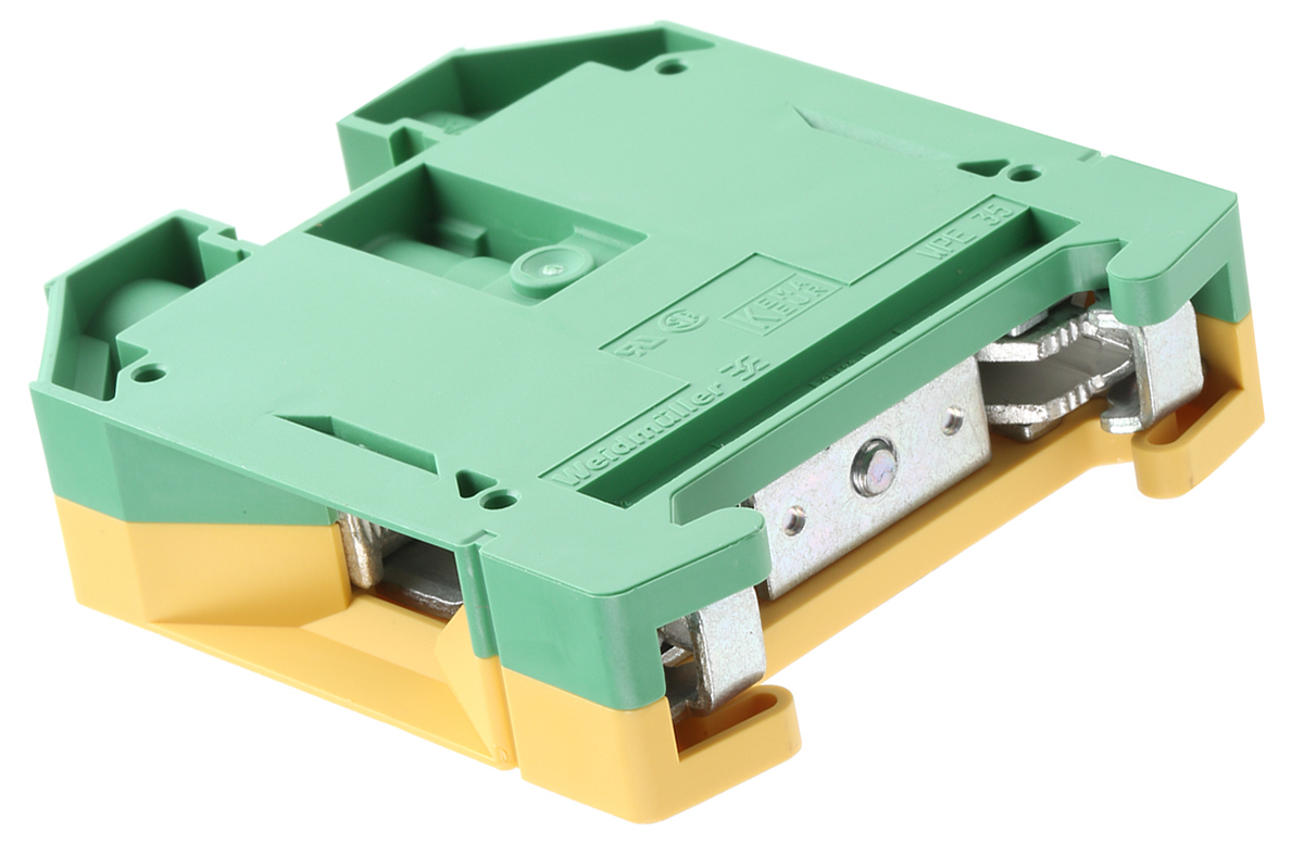 Weidmuller 2-Way WPE 35 Earth Terminal Block, 35mm², 12 → 2 AWG Wire, Screw Down, Wemid Housing, ATEX