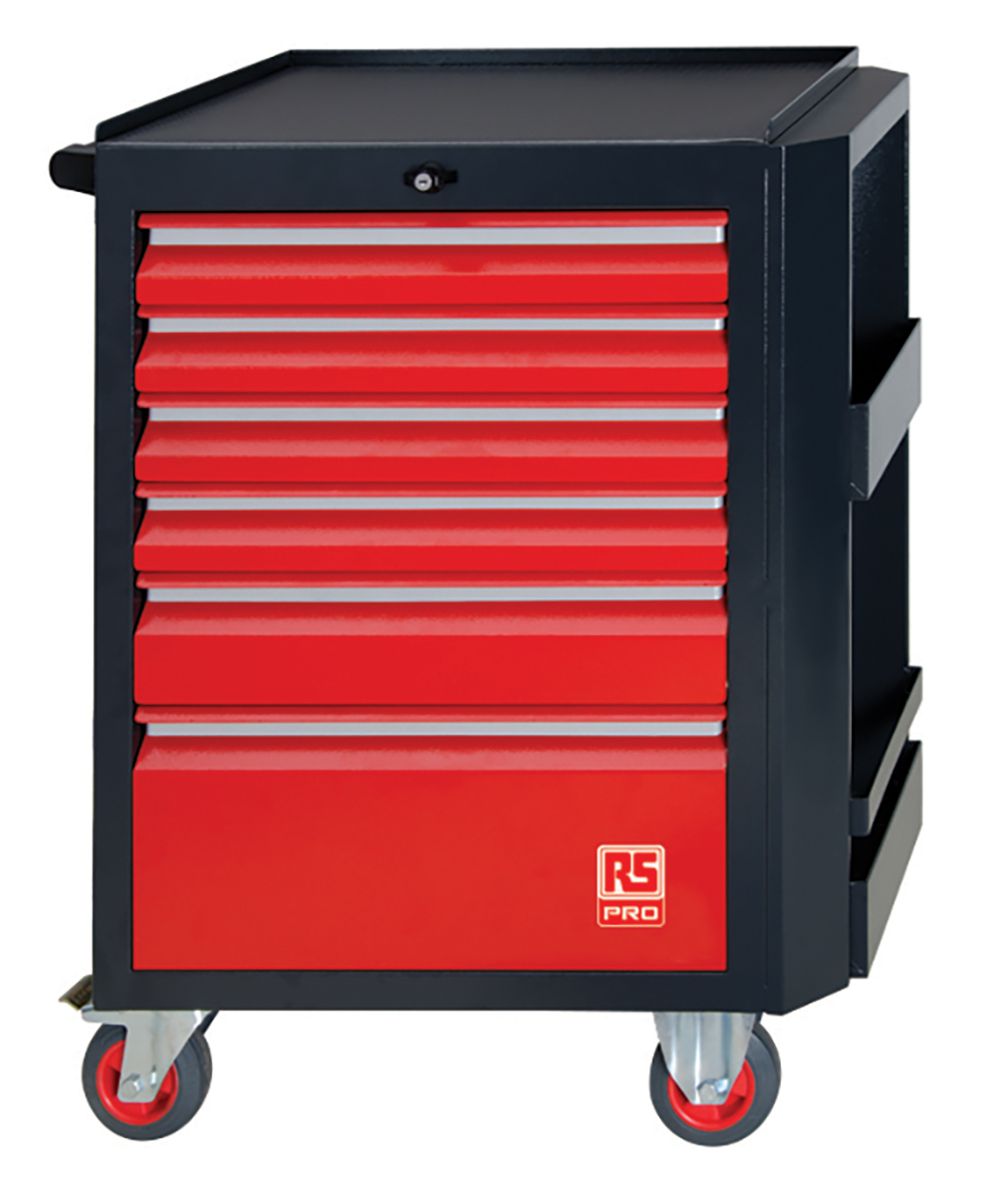 RS PRO 6 Drawer Steel Wheeled Tool Chest